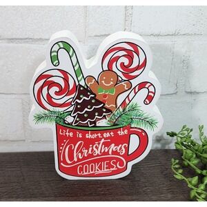 Christmas Gingerbread Man Cookie Hot Cocoa Mug Sign Holiday Bakery Kitchen Decor